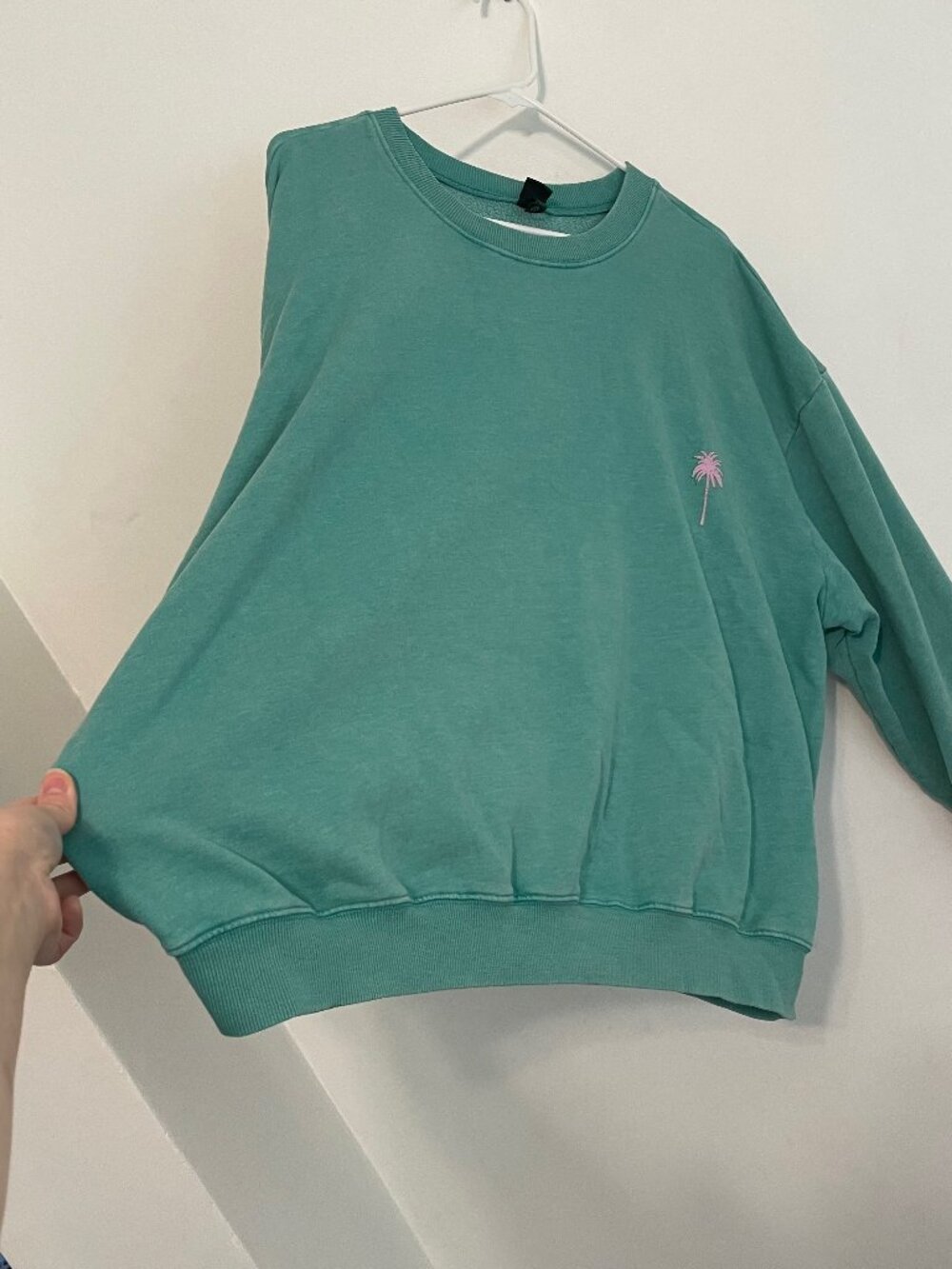 WILD FABLE Oversized Sweatshirt Teal Blue Green Beach Vibes Summer Vacation Boho - Picture 9 of 16